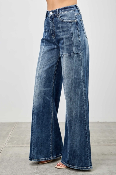 Mid Rise Wide Leg Denim