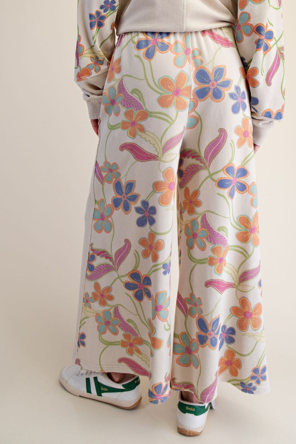100% Cotton Floral Print Terry Pants