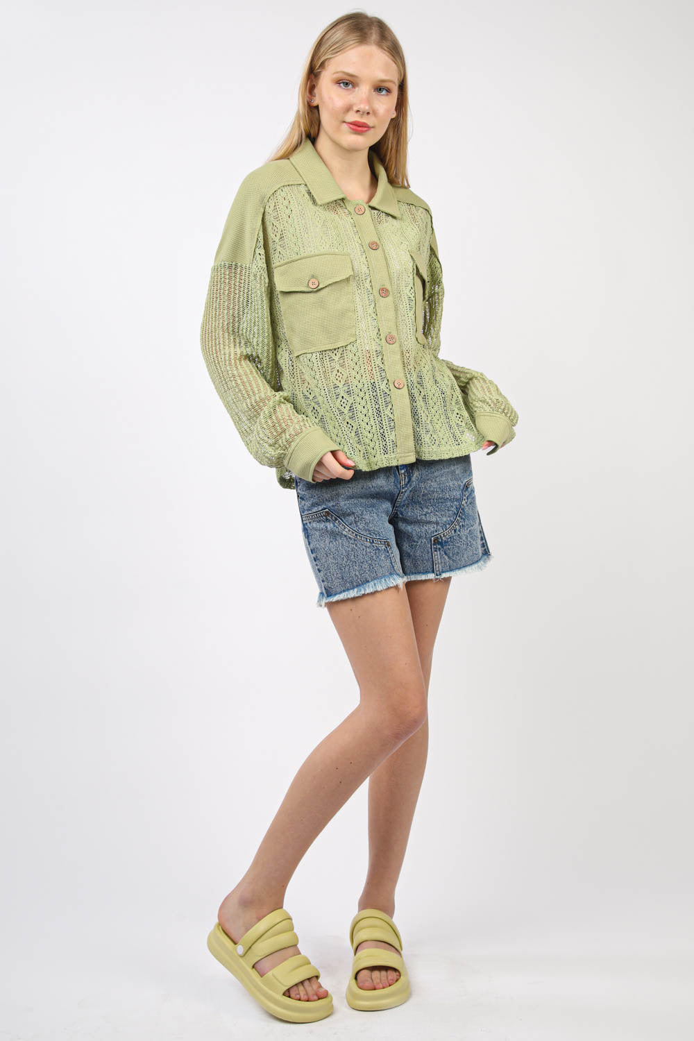 Oversized Lace Shirt Jacket