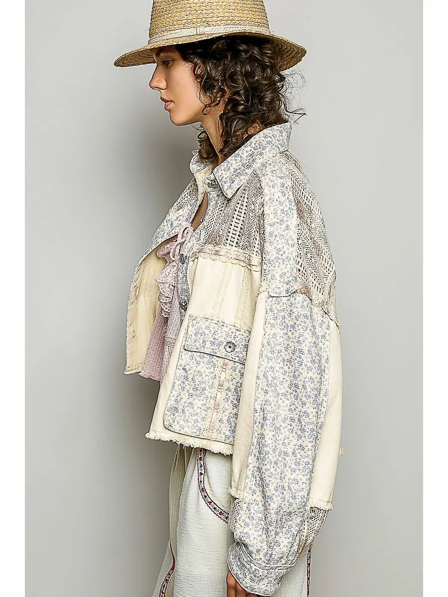 100% Cotton Panel Crop Jacket