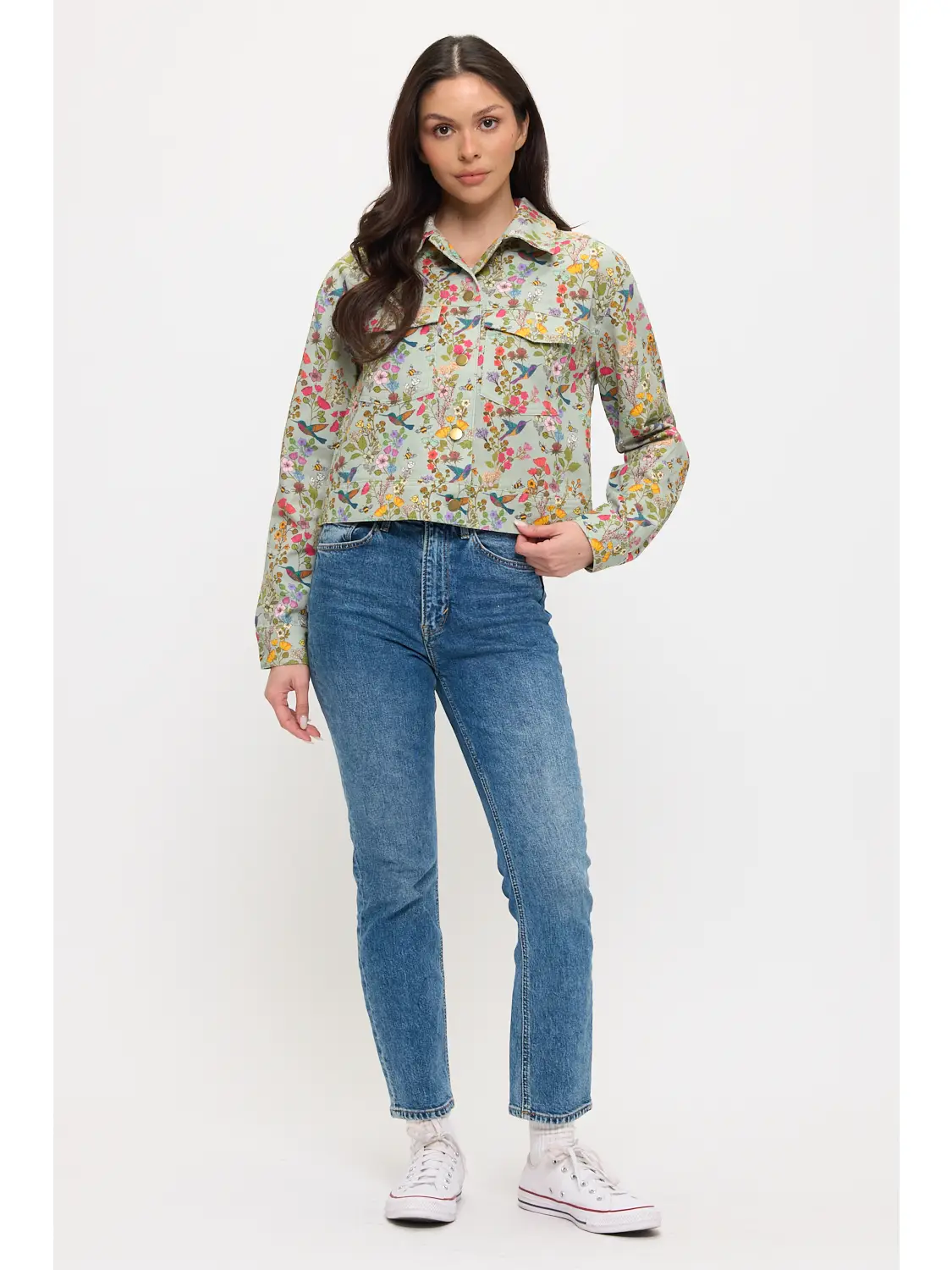Hummingbird Floral Print Jacket