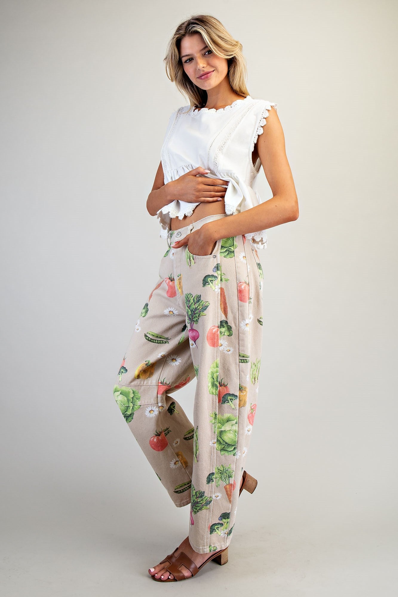 Mineral Washed Garden Barrel Leg Pants