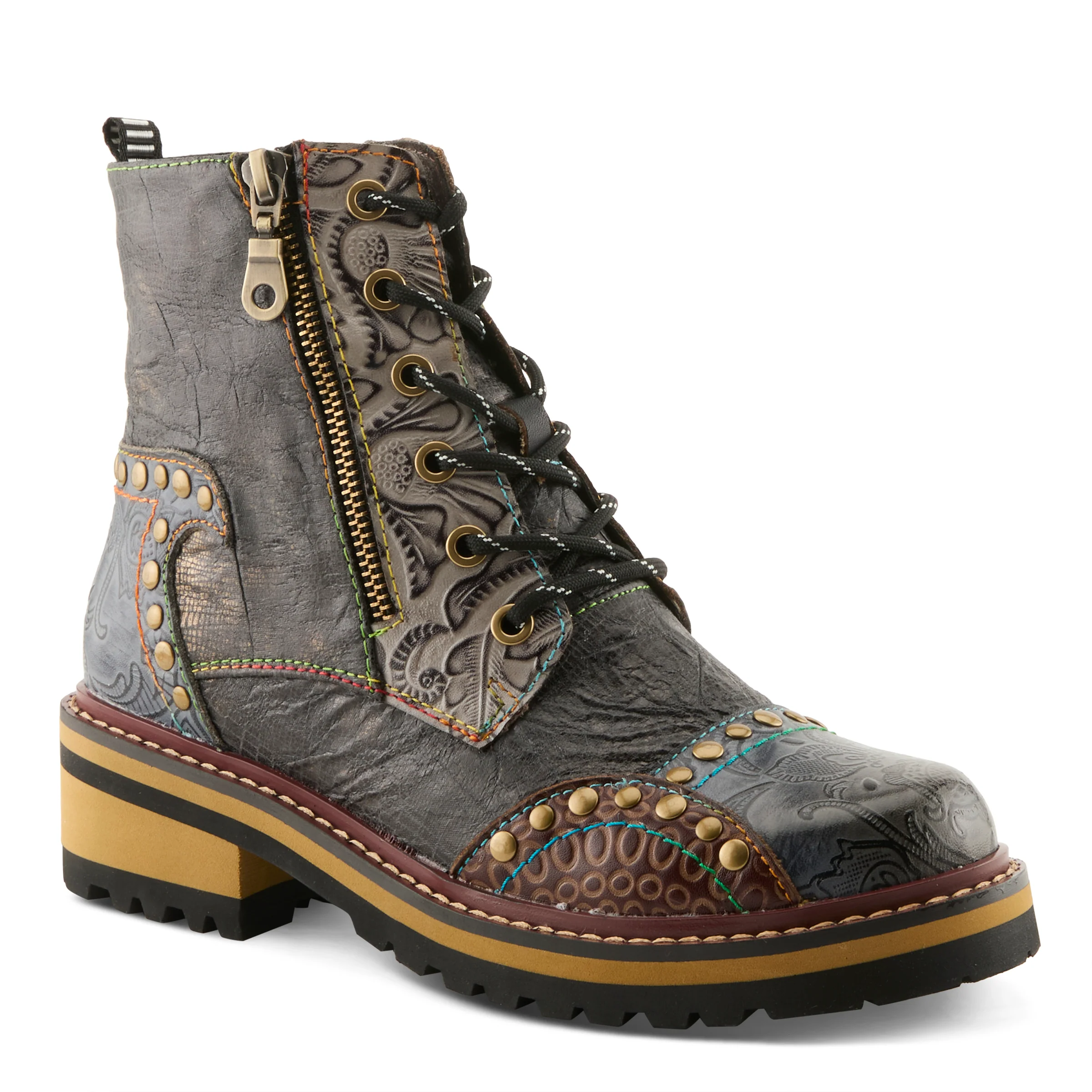 Rugup Leather Bootie with Mixed Textiles