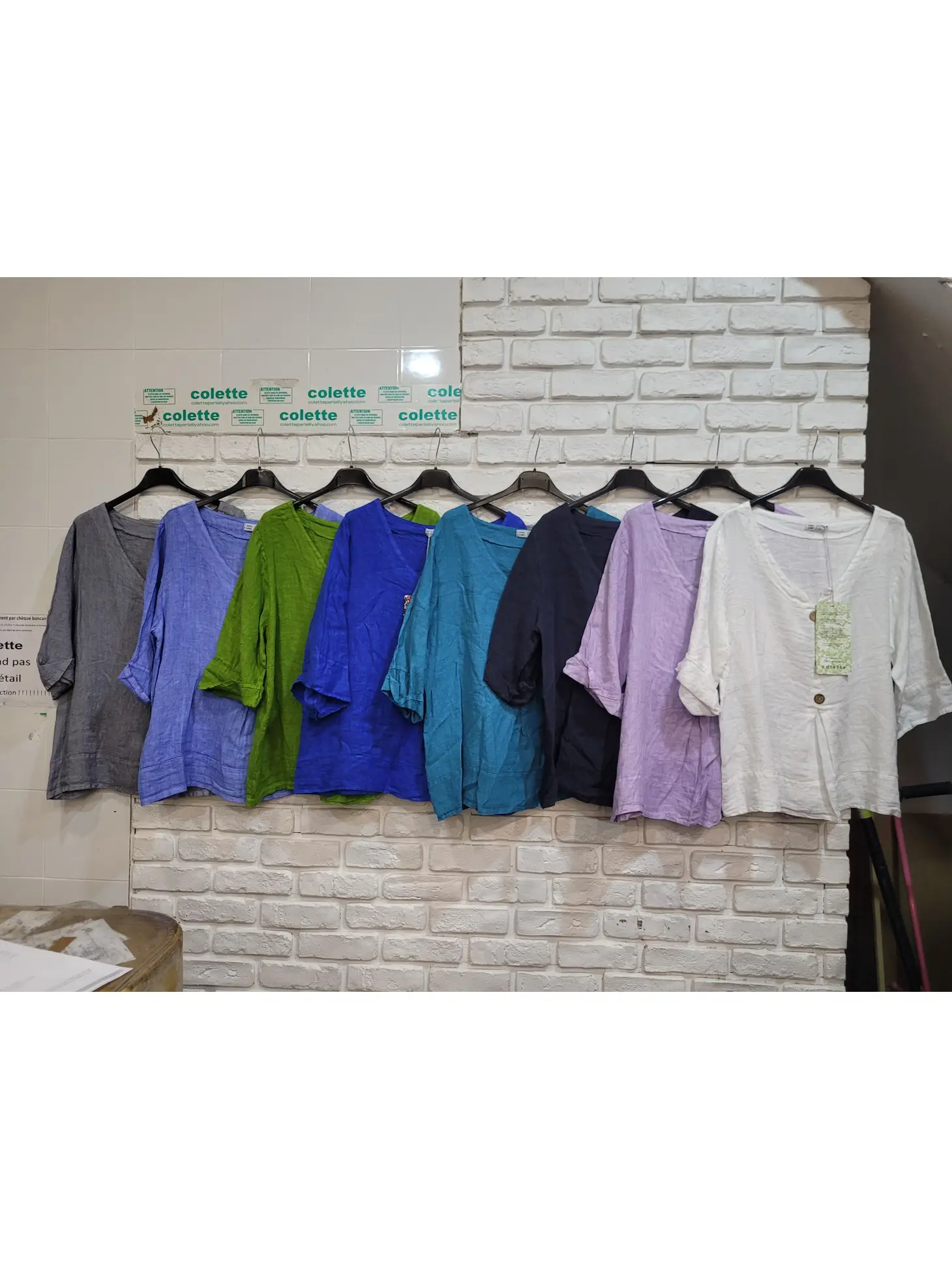 Scoop Neck Button Linen Top