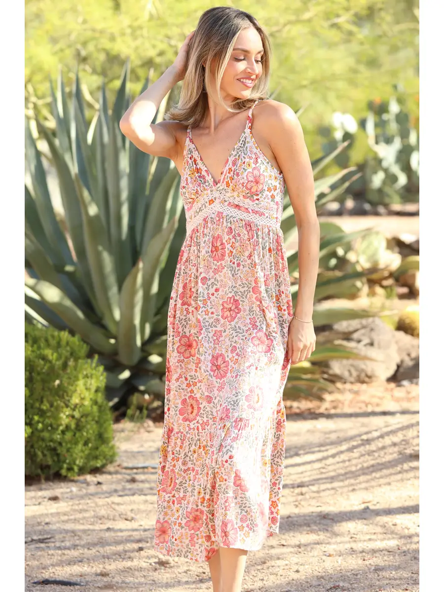 Lace Trim Maxi Dress