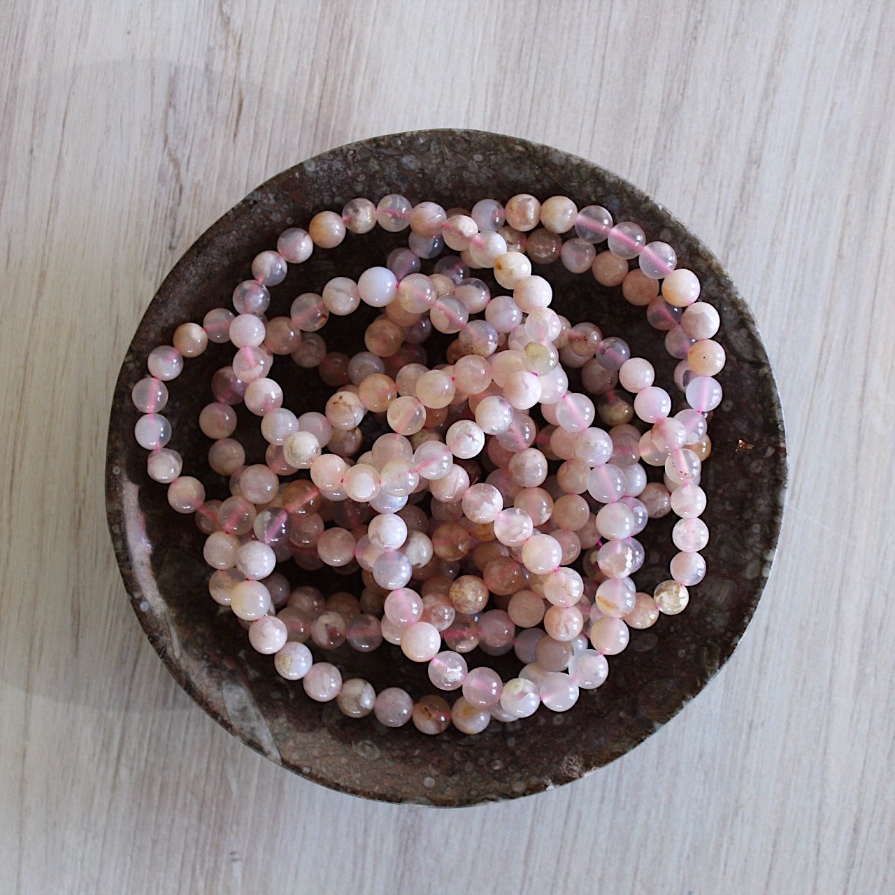 8mm Flower Agate Stretch Bracelet