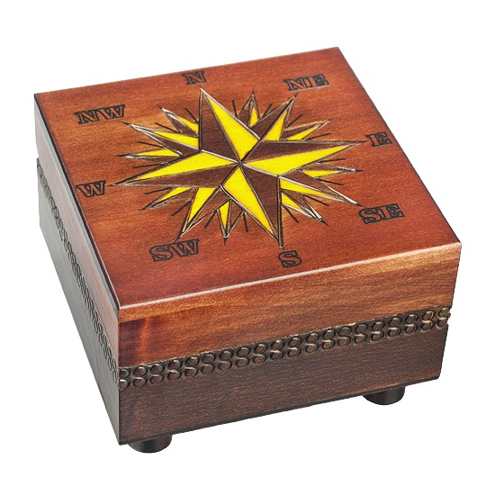 Compass Secret Wood Box