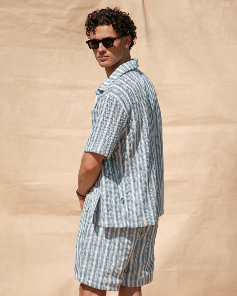 Crochet Stripe Shirt Mens