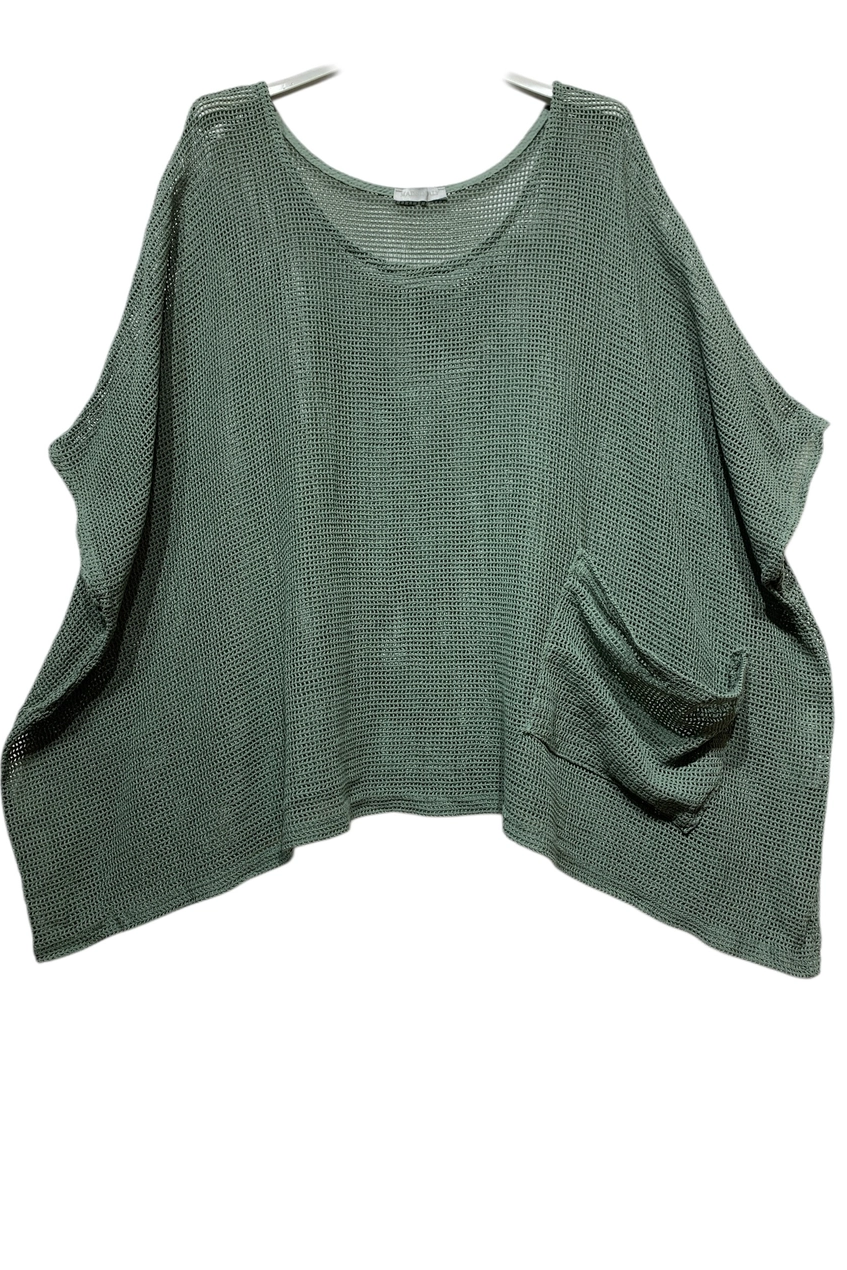 Cotton Mesh Tunic Top