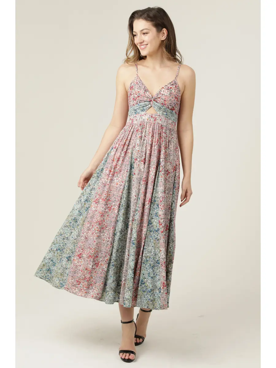 Twist Front Patch Maxi Dress