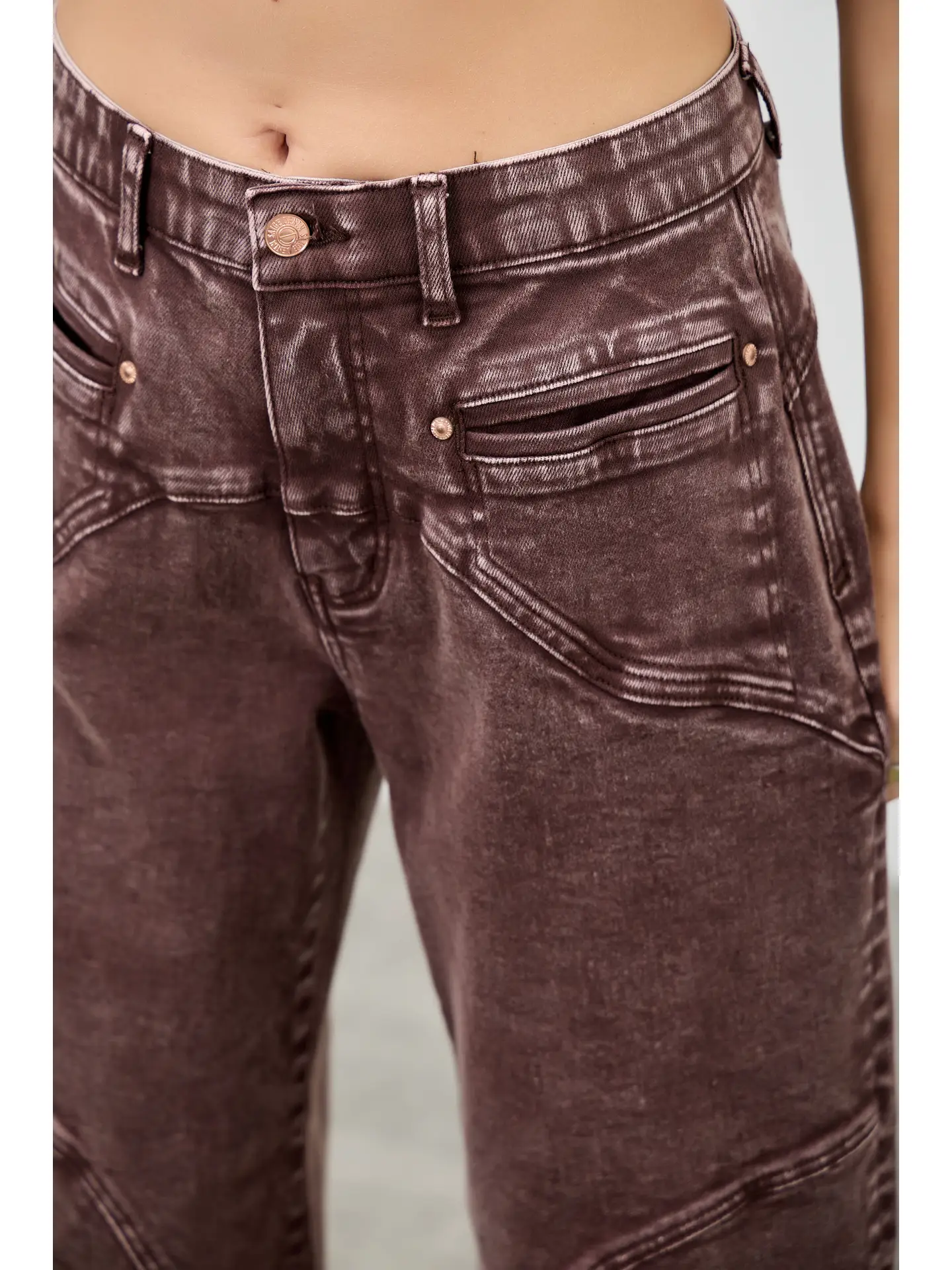 High Rise Colored Western Barrel Jeans