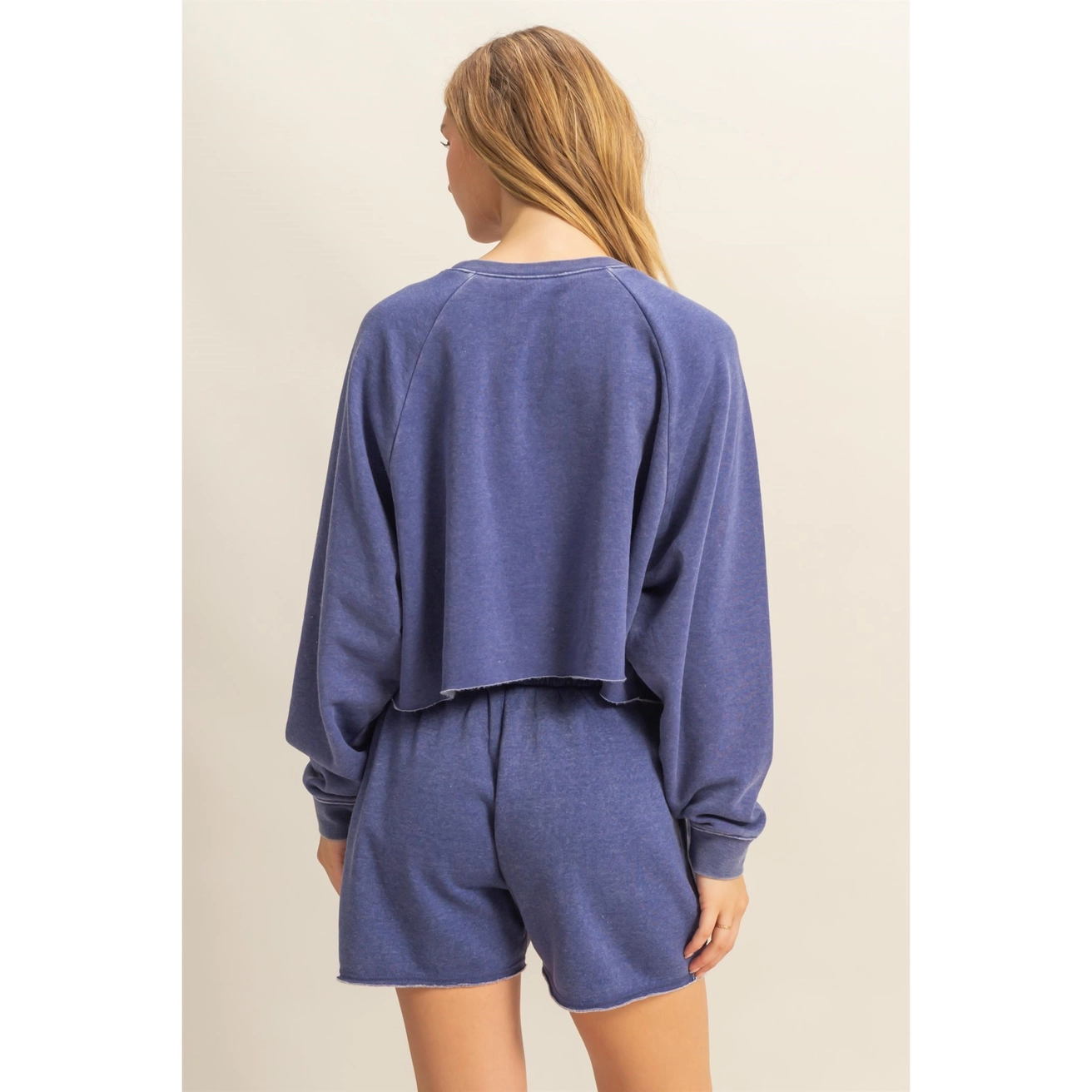Mineral Wash Sweatshirt With Raw Hem