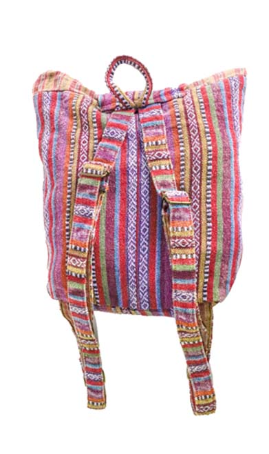 Purple & Red Stripes Gheri Cotton Mini Backpack