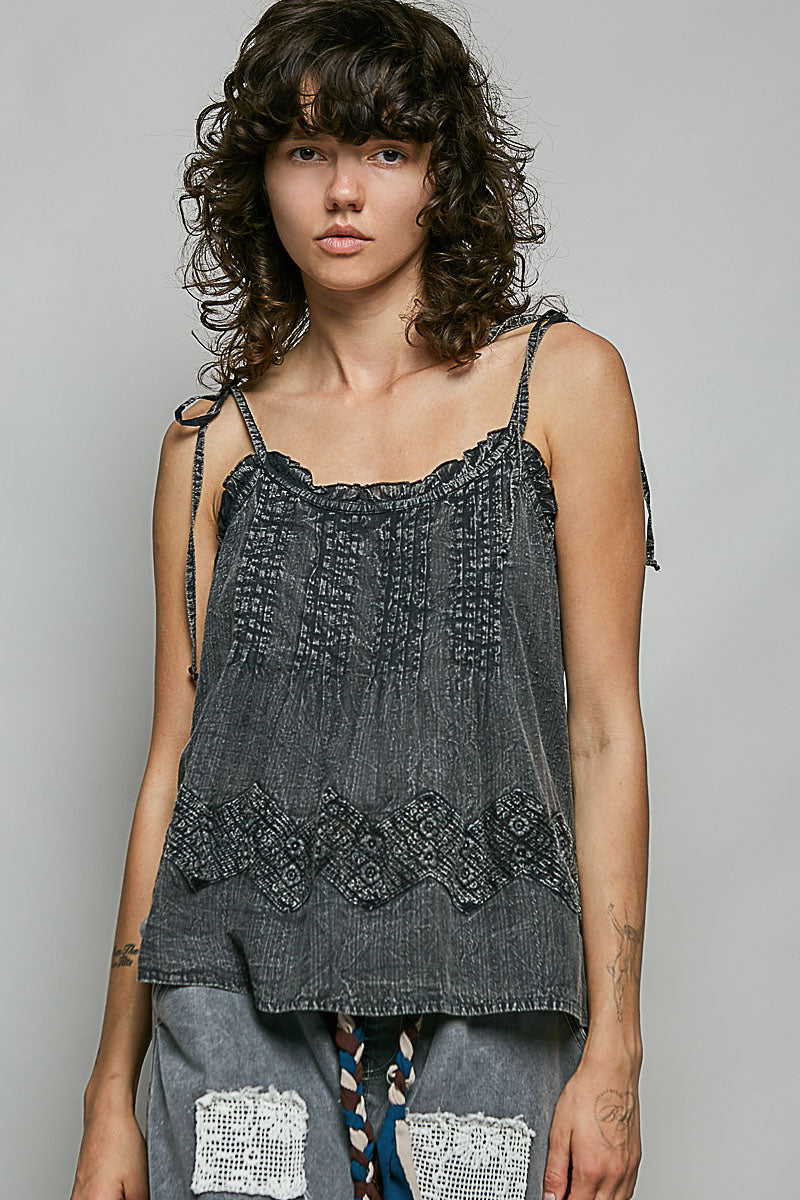 Cotton Lace Panel Tank Top