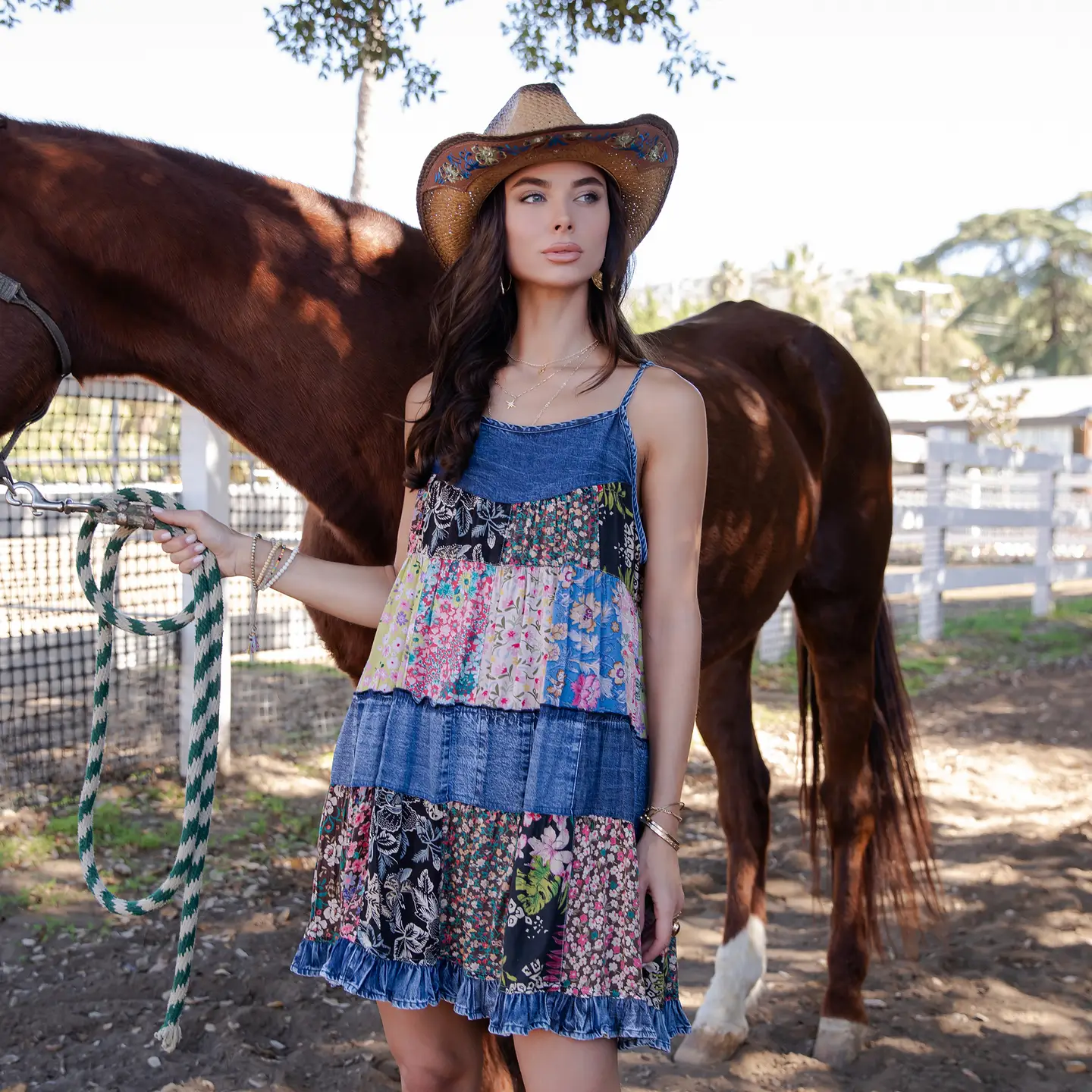 Denim Patchwork Short Dress