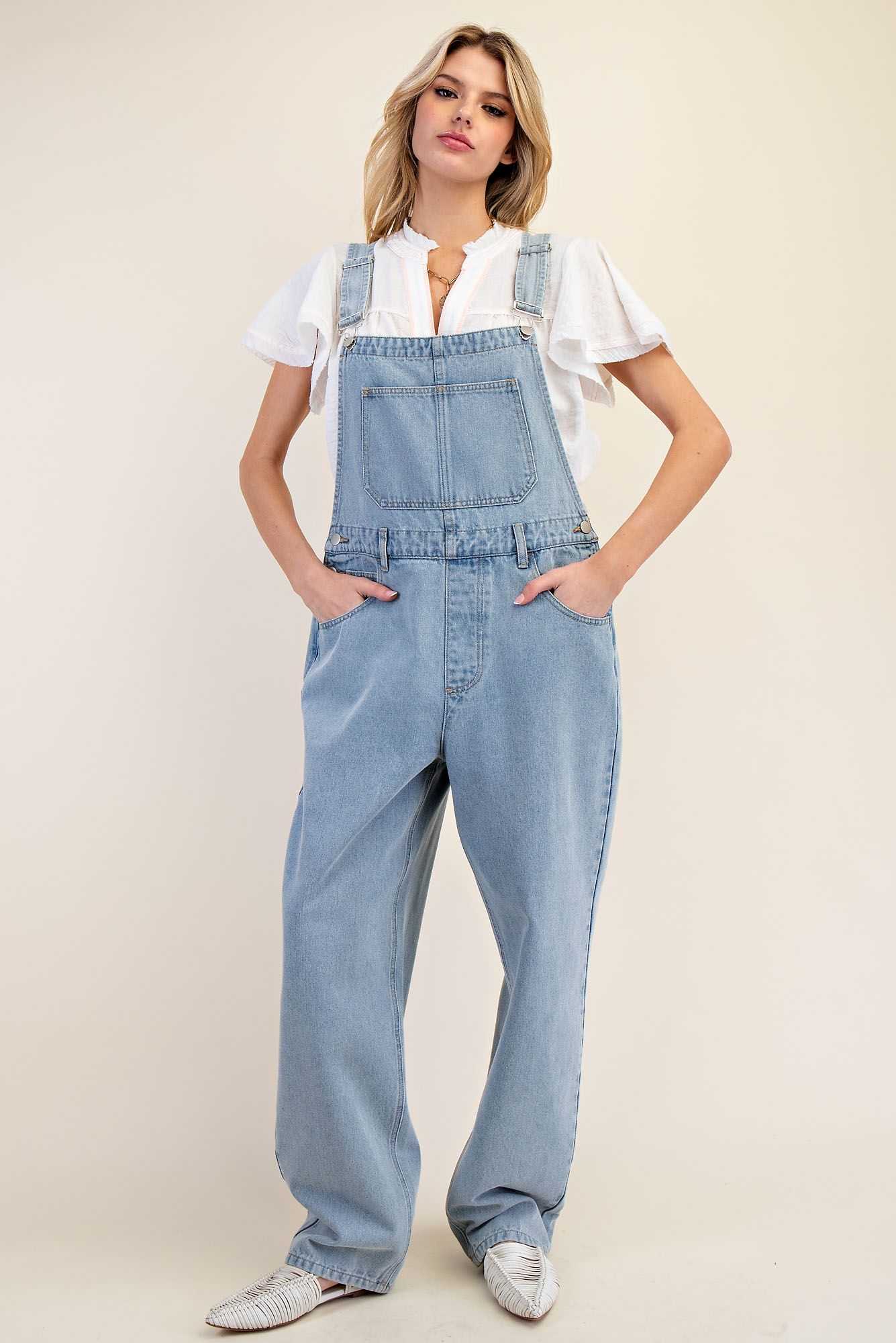 Washed Denim Overalls