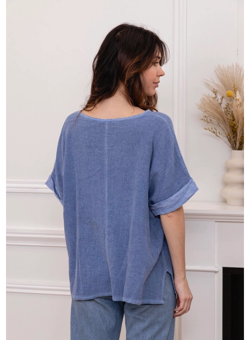 Short Sleeve Blouse-100% Linen