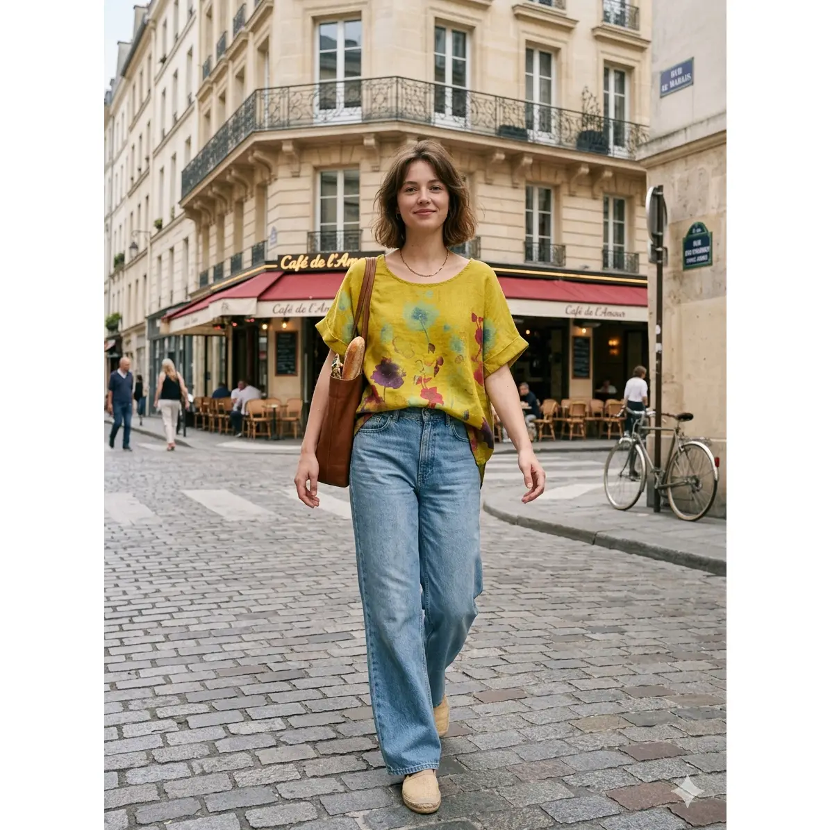 Floral Print Linen Top