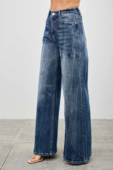 Mid Rise Wide Leg Denim