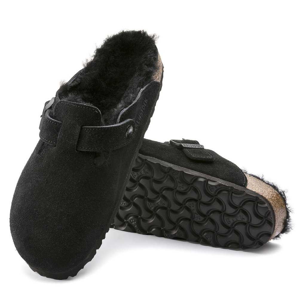 Boston Suede Clog with Shearling Fur Lining