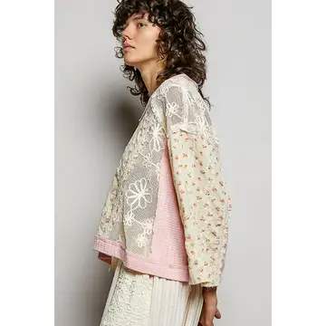 Relaxed Floral Crochet Long Sleeve