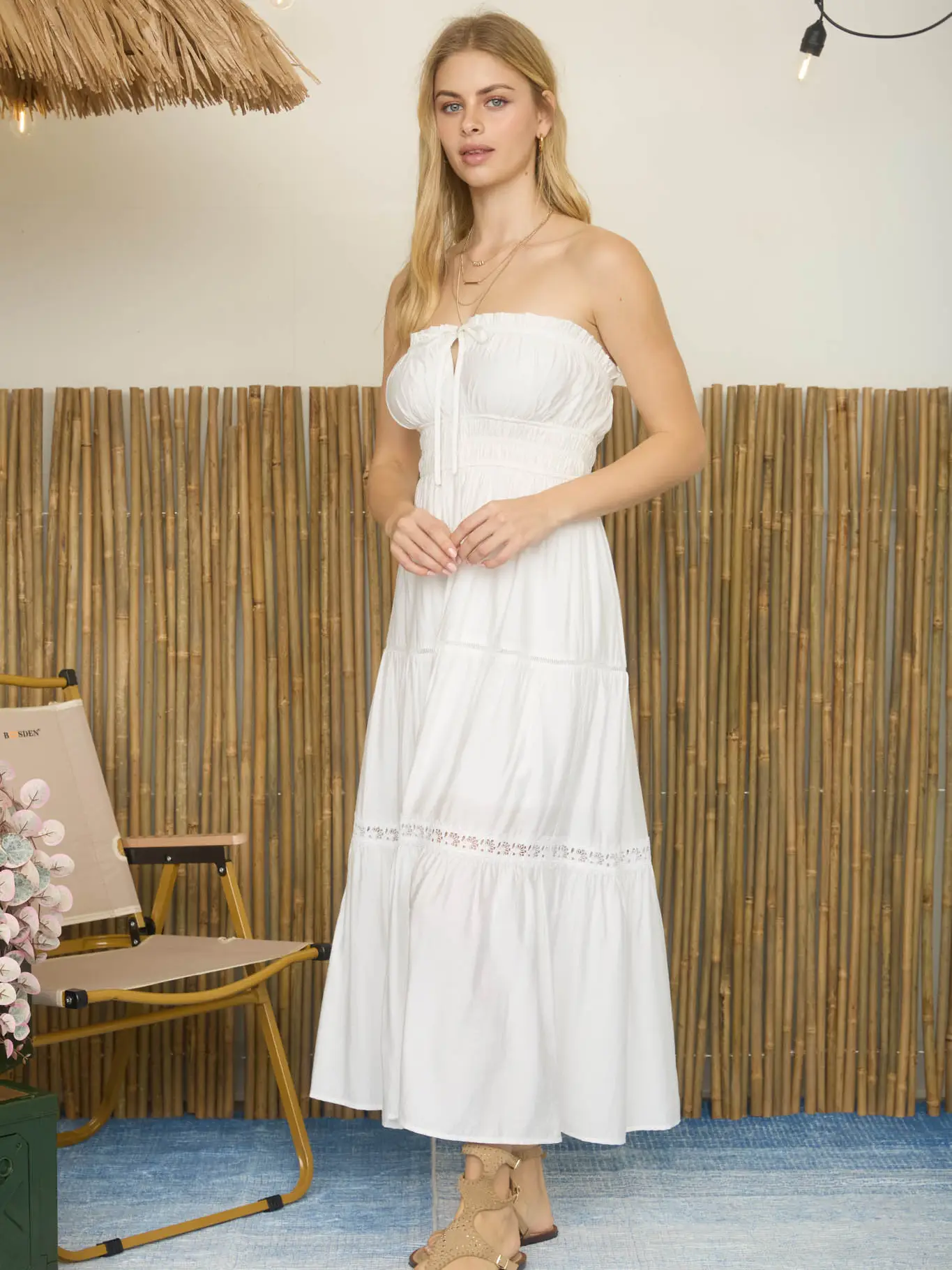 Keyhole Strapless Midi Dress