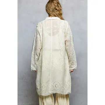 Floral Embroidered Button Shirt