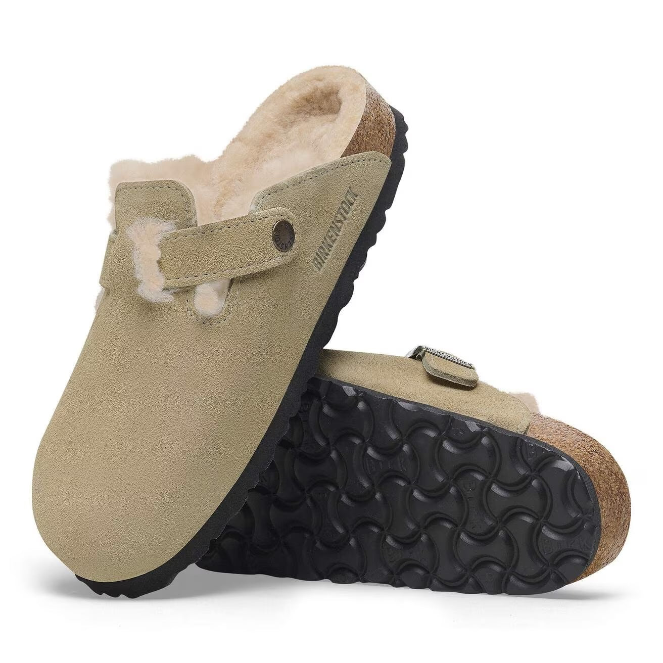 Boston Suede Clog with Shearling Fur Lining