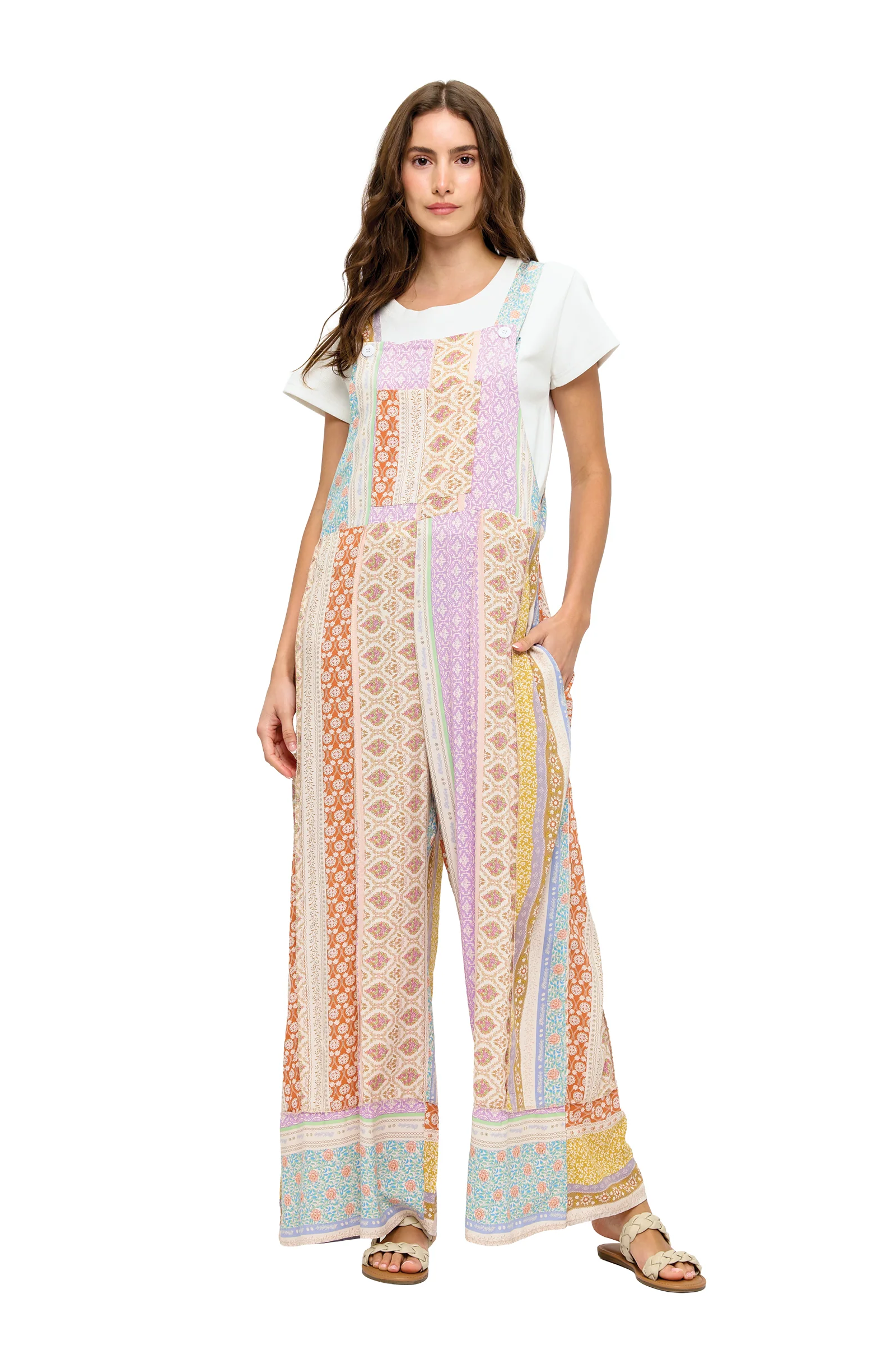 Floral Boho Ruffled Multicolor Overall
