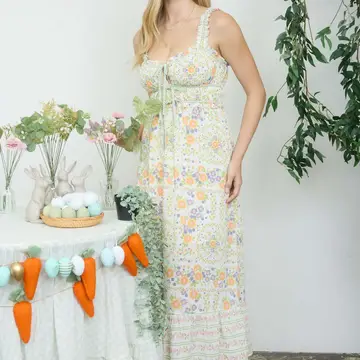 Border Floral Midi Dress