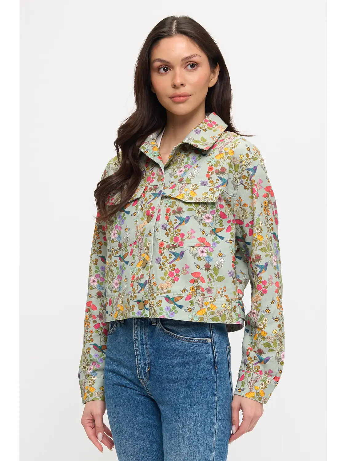 Hummingbird Floral Print Jacket