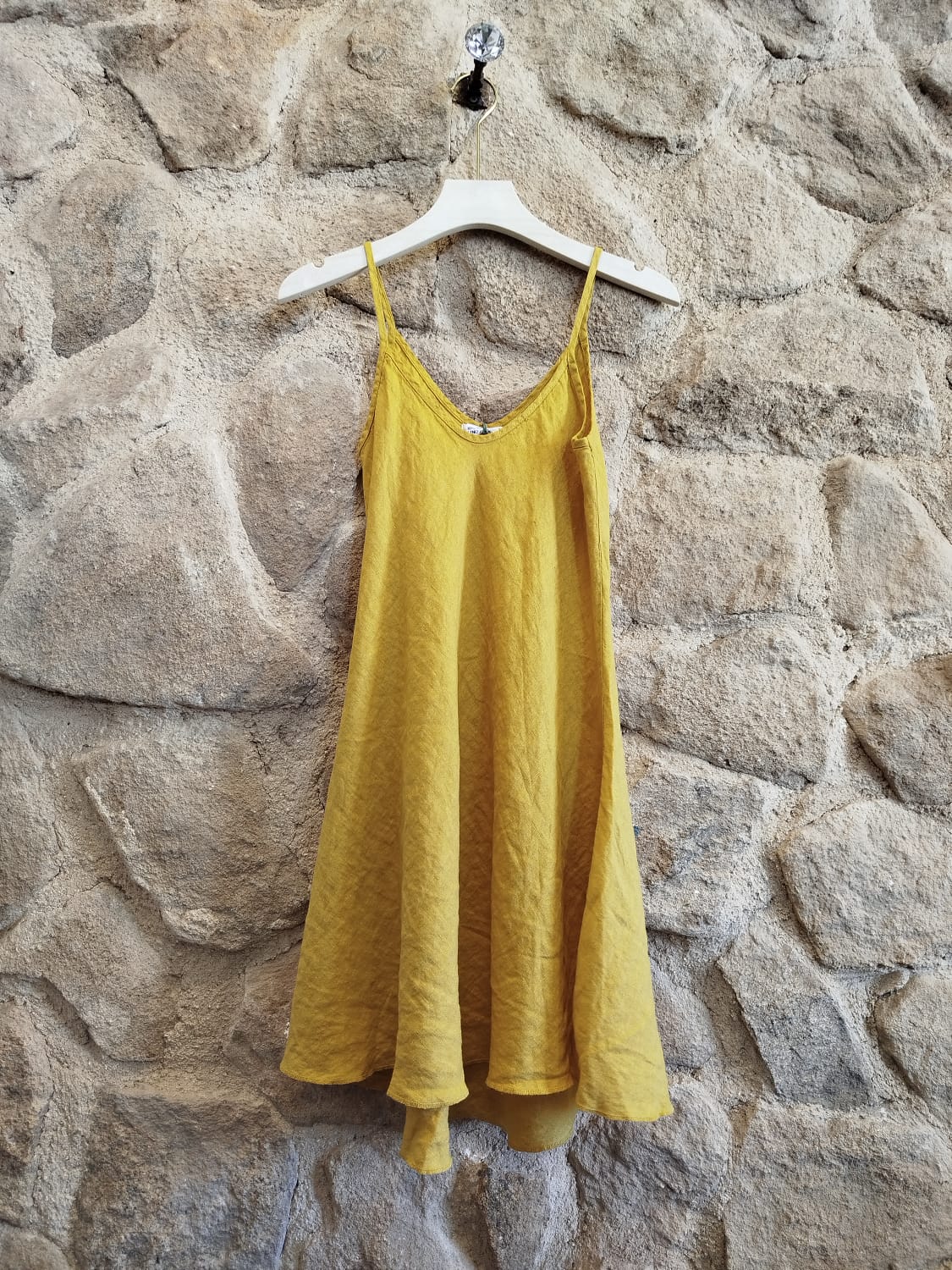 100% Linen Strap Dress Balloon