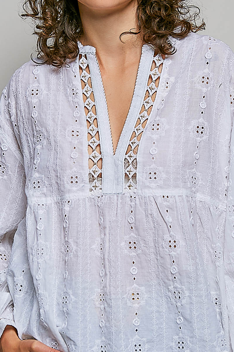 Cotton Eyelet Lace Empire Blouse