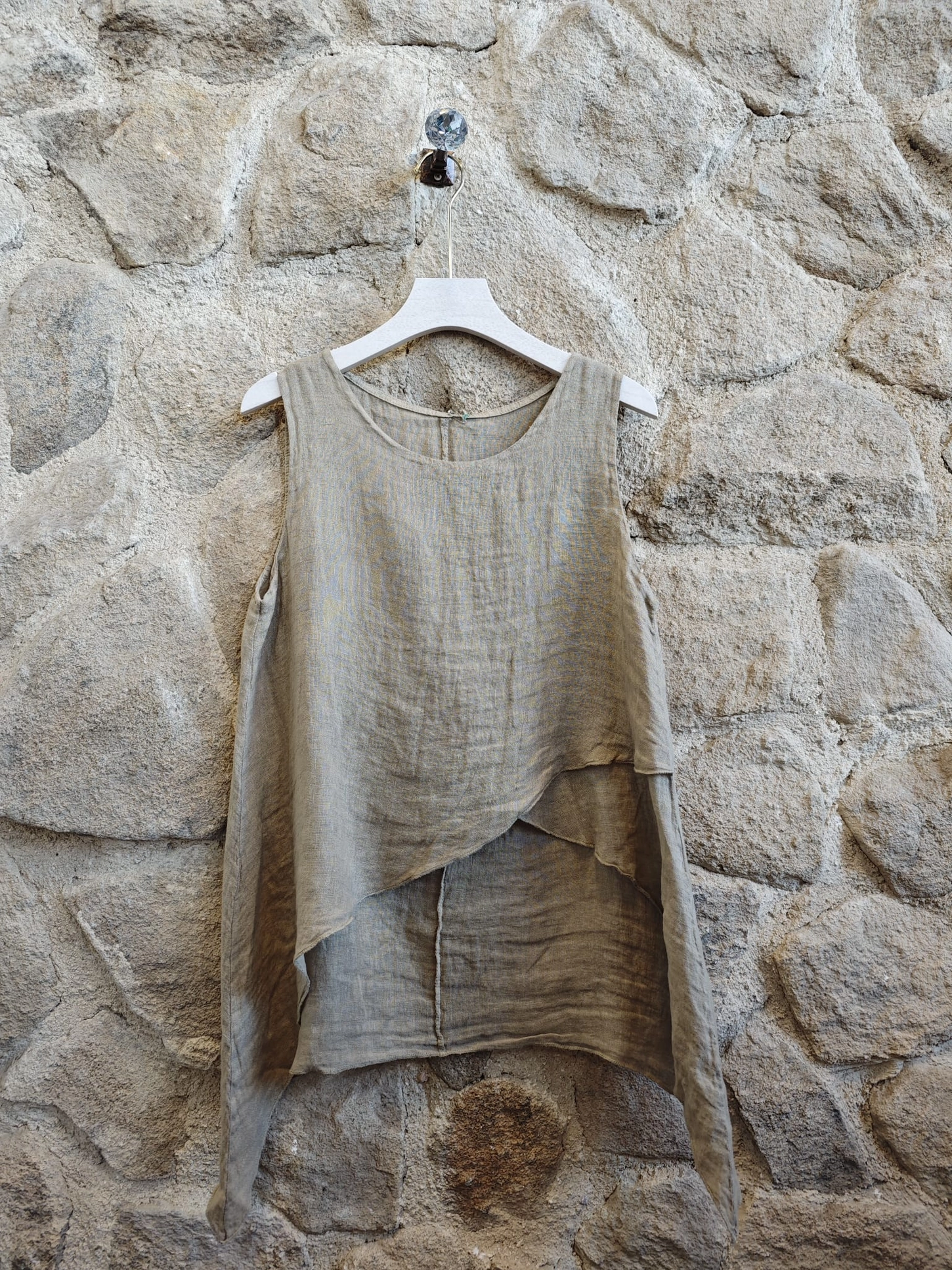 Layered Fairy Cut Linen Tank Top