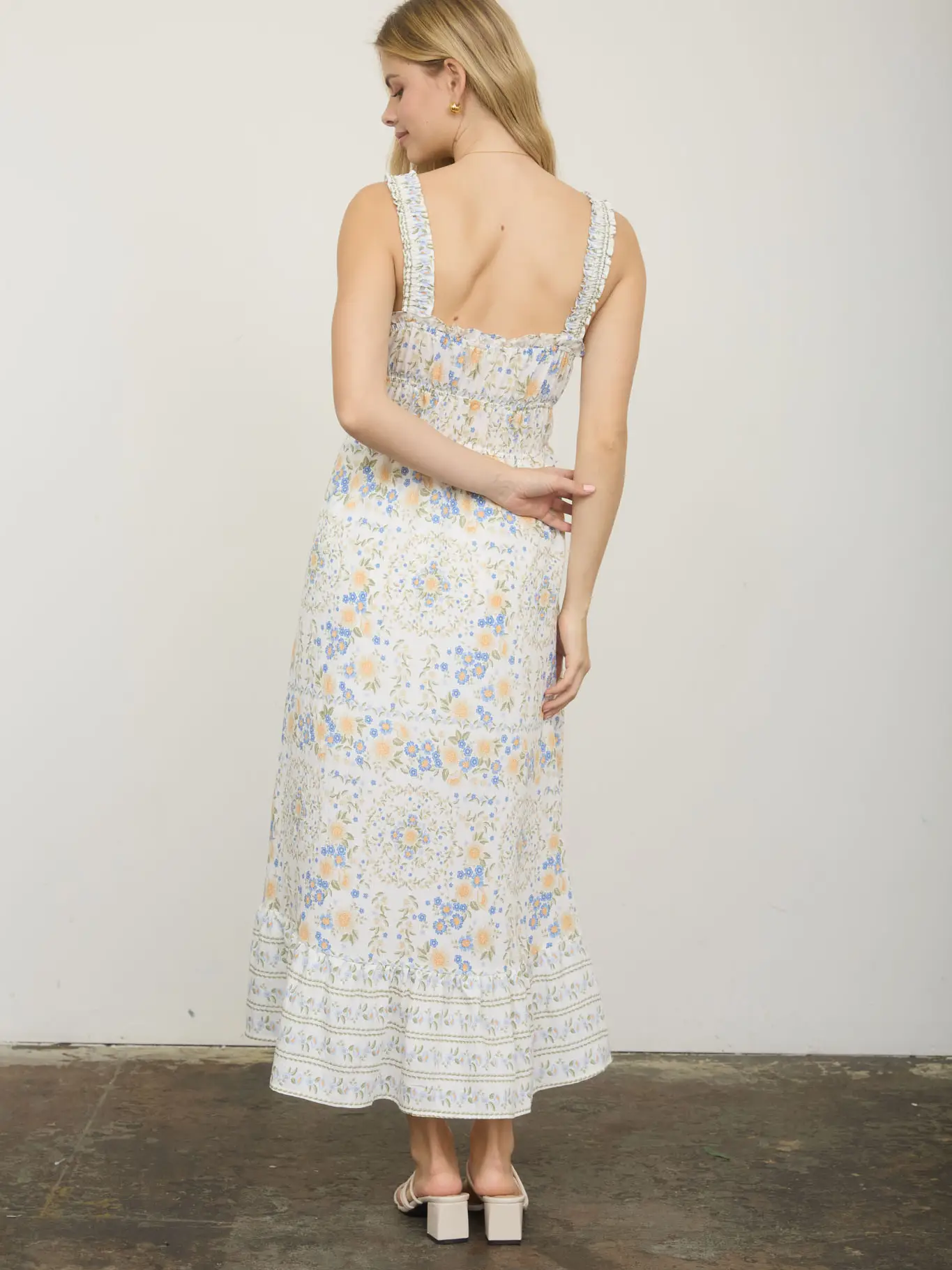 Border Floral Midi Dress