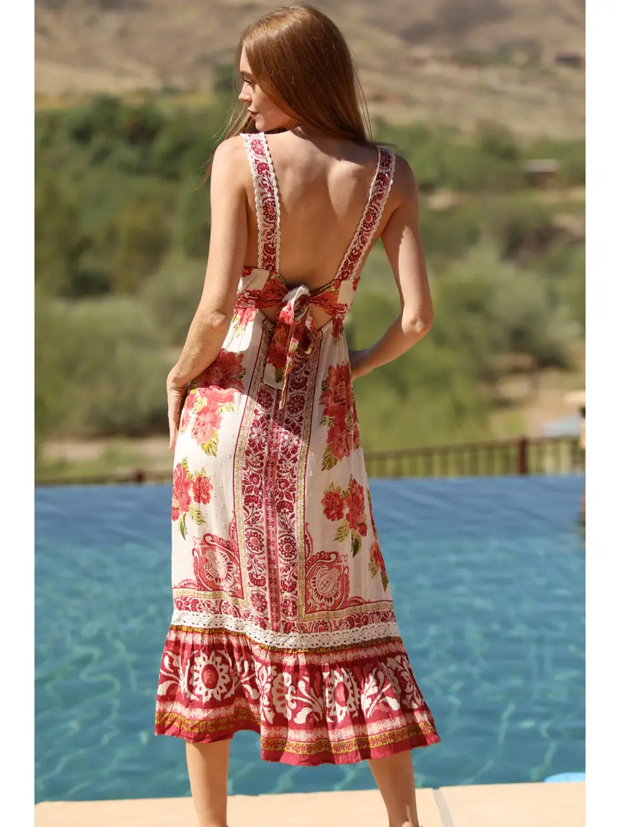 Lace & Tie Maxi Dress