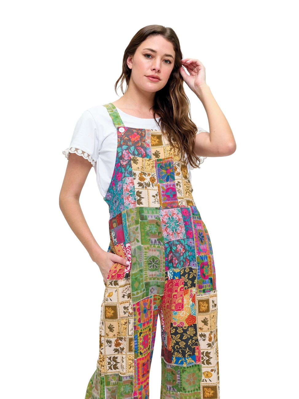 Patchwork Floral Garden Print Overall