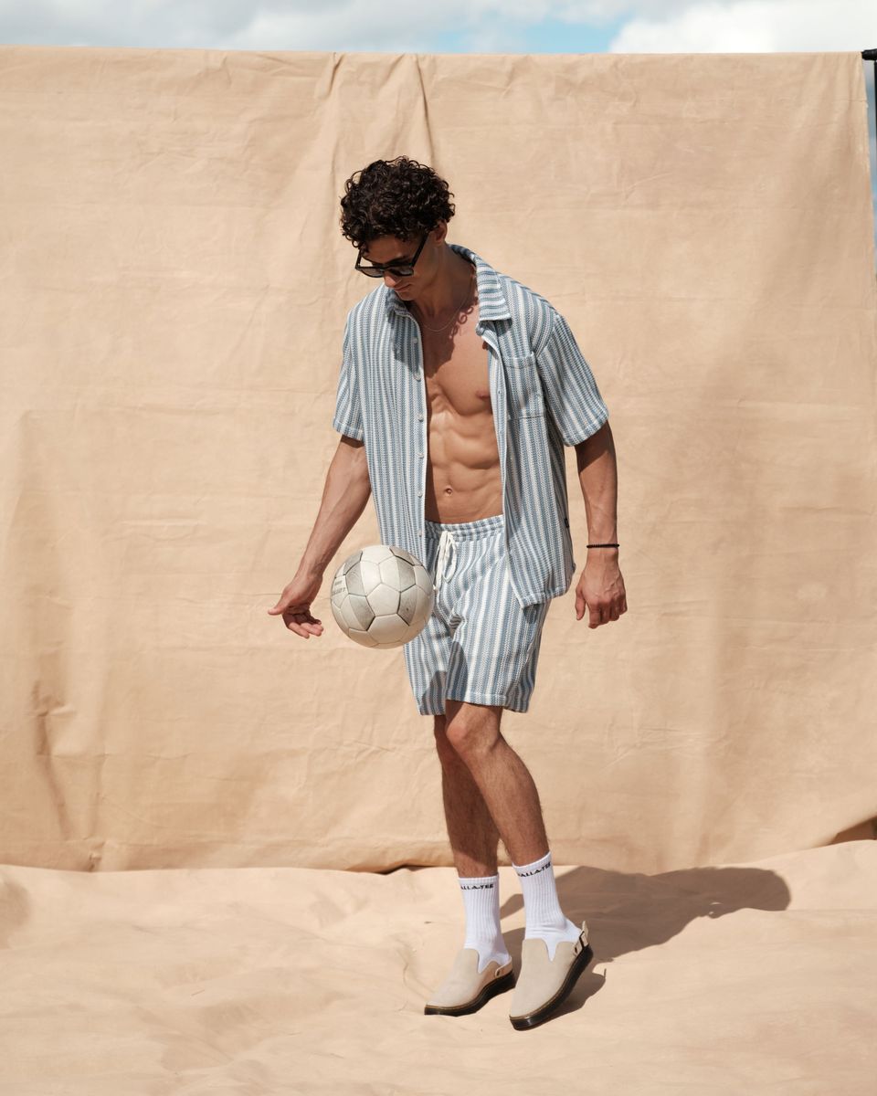 Crochet Stripe Shirt Mens