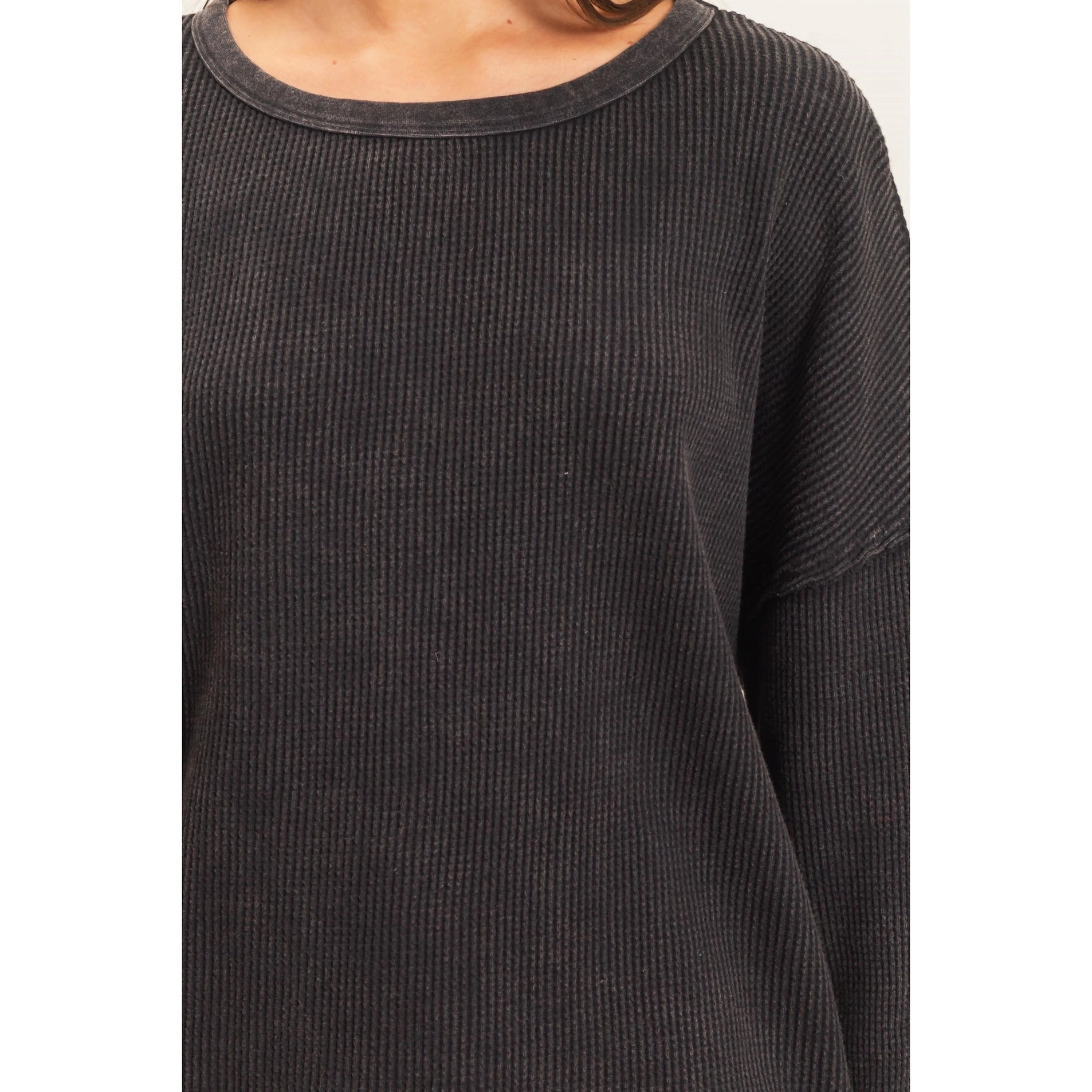 Mineral Wash Waffle Oversized Top