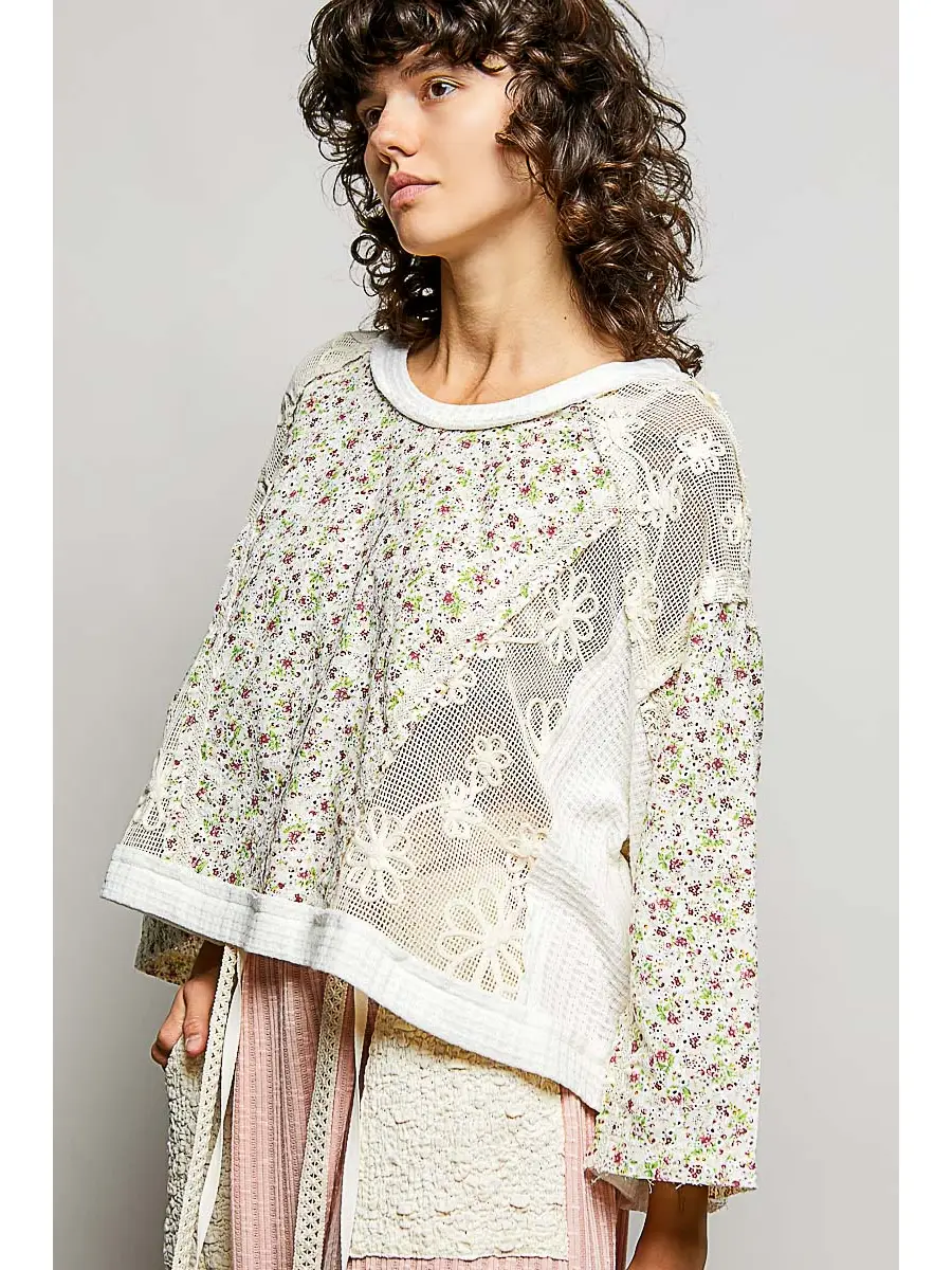 Relaxed Floral Crochet Long Sleeve