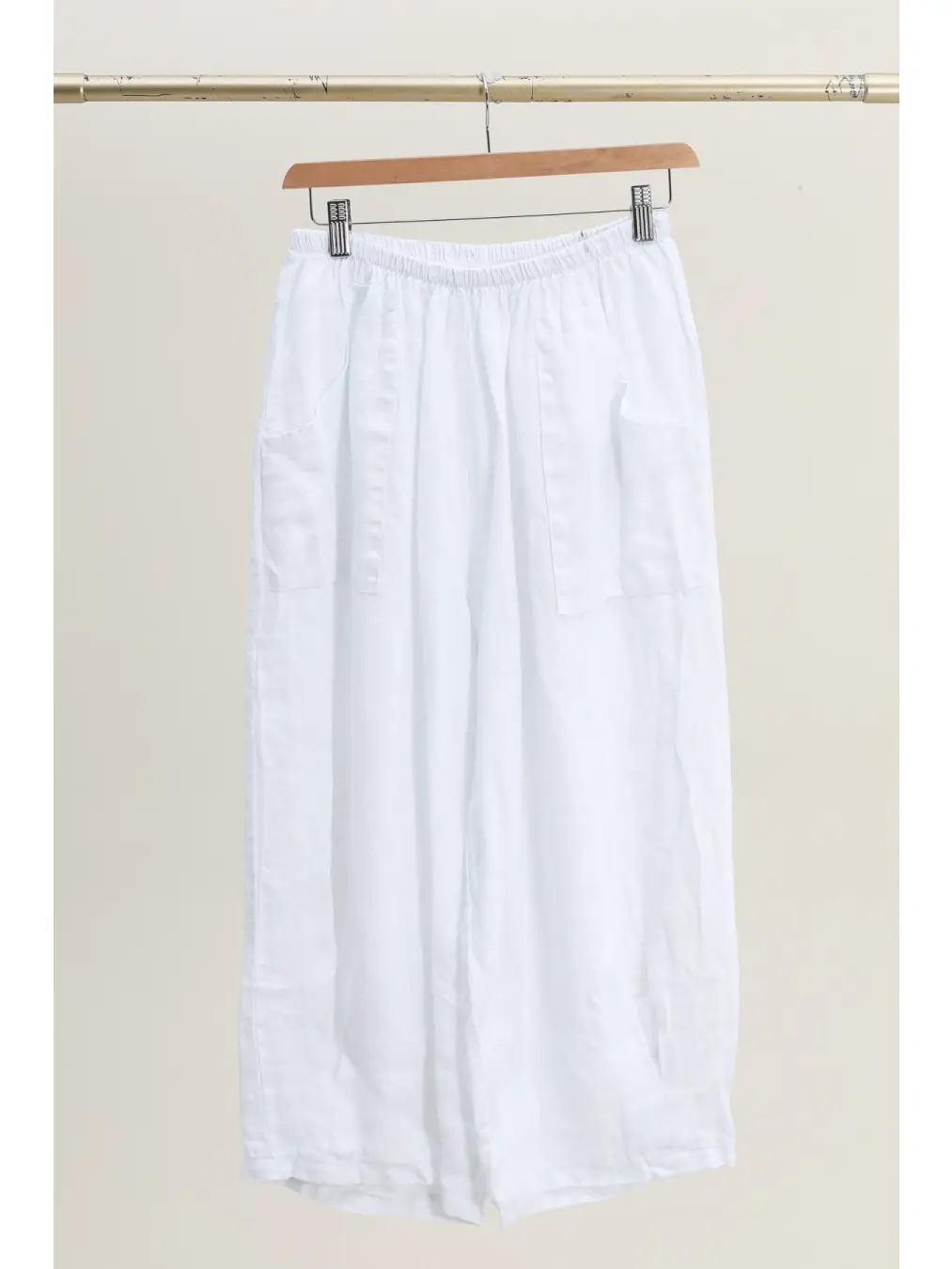 Cropped Front Pocket 100% Linen Pants