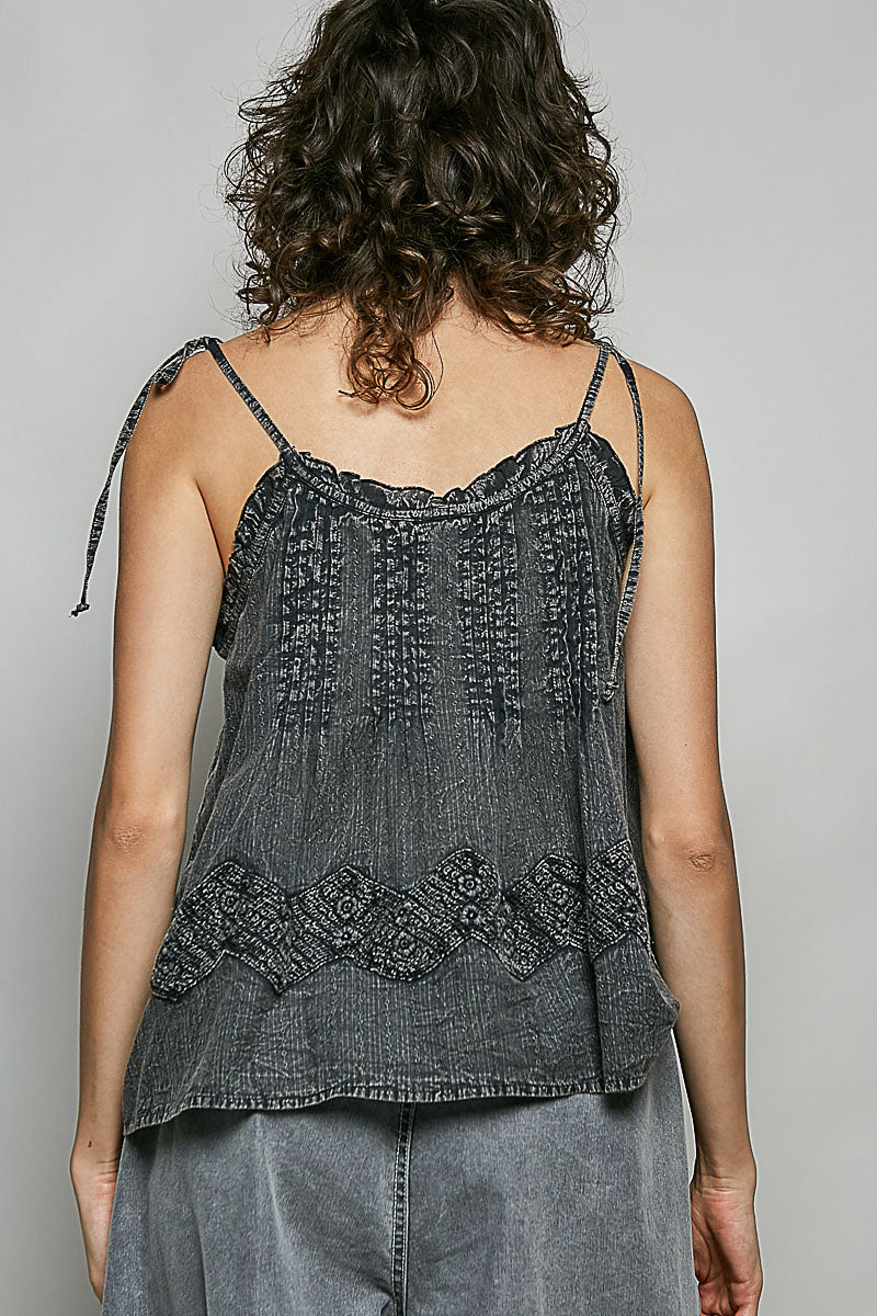 Cotton Lace Panel Tank Top