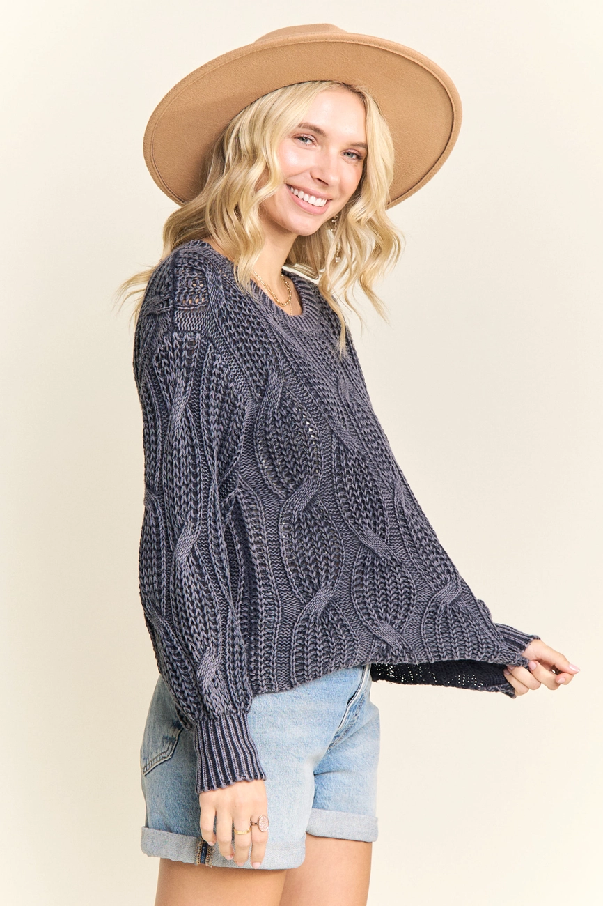 Ribbed Textured Knit Sweater