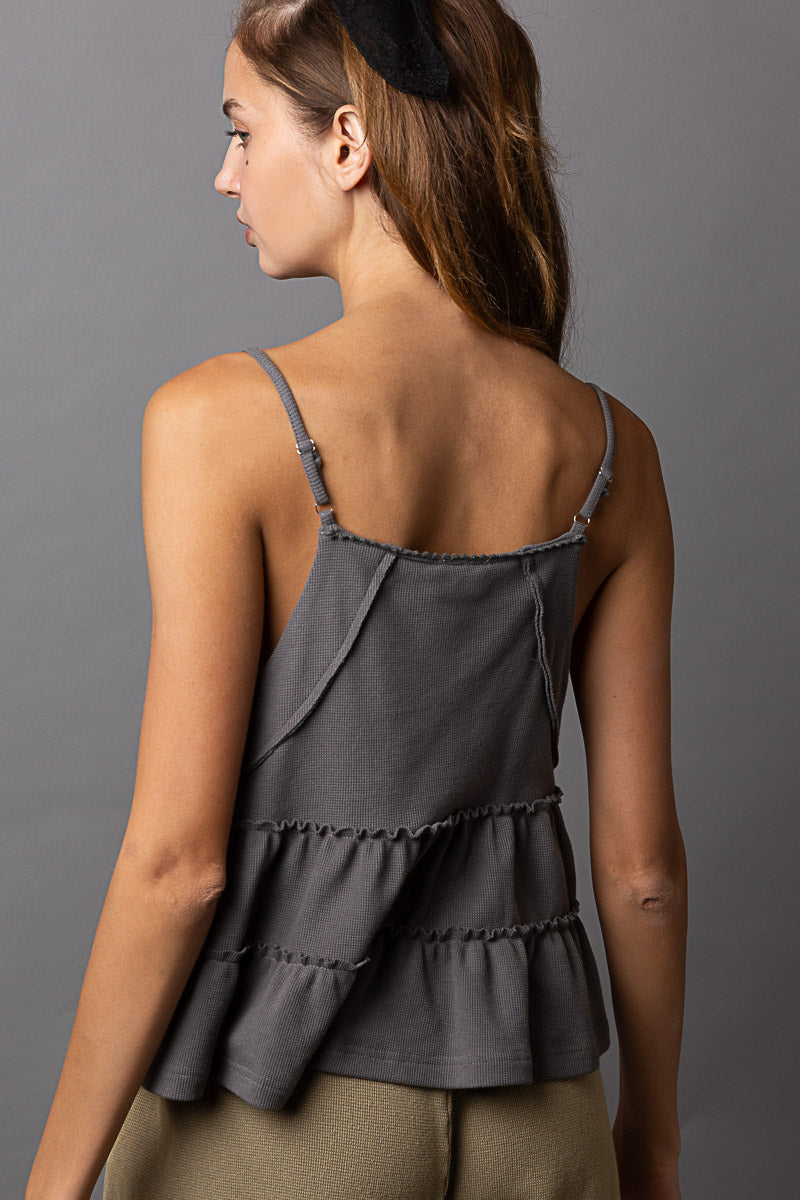 Vintage Washed Babydoll V-Neck Tank Top