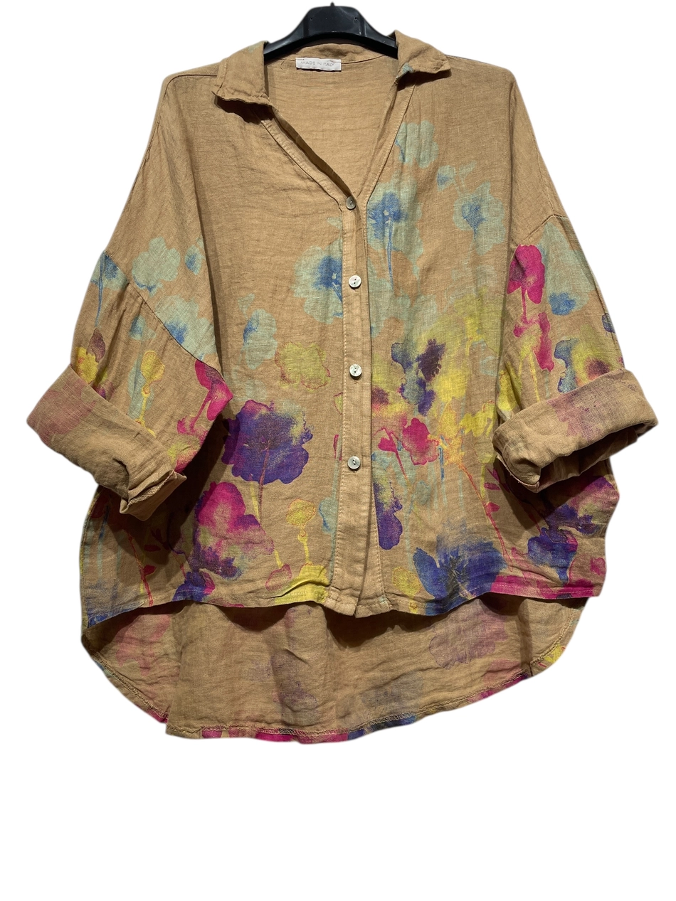 Floral Linen Button Down Shirt