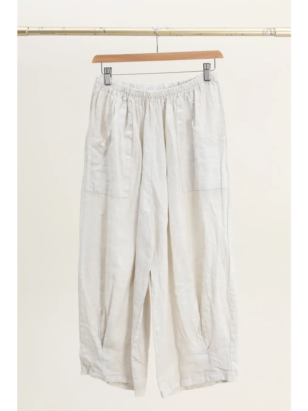 Cropped Front Pocket 100% Linen Pants