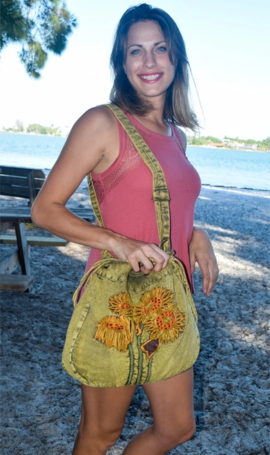 Sunflower Drawstring Crossbody Bag