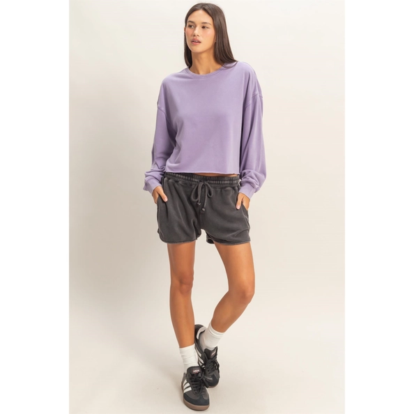 Cropped Mineral Wash Sweatshirt