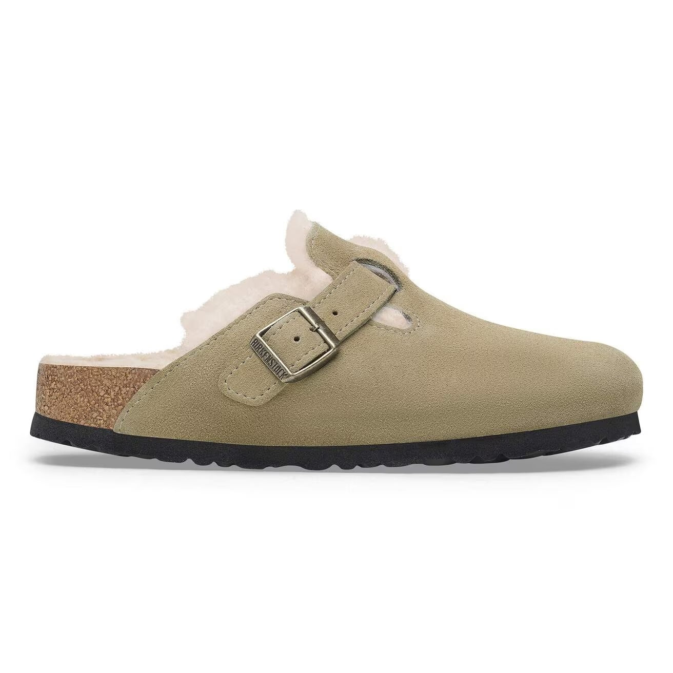 Boston Suede Clog with Shearling Fur Lining