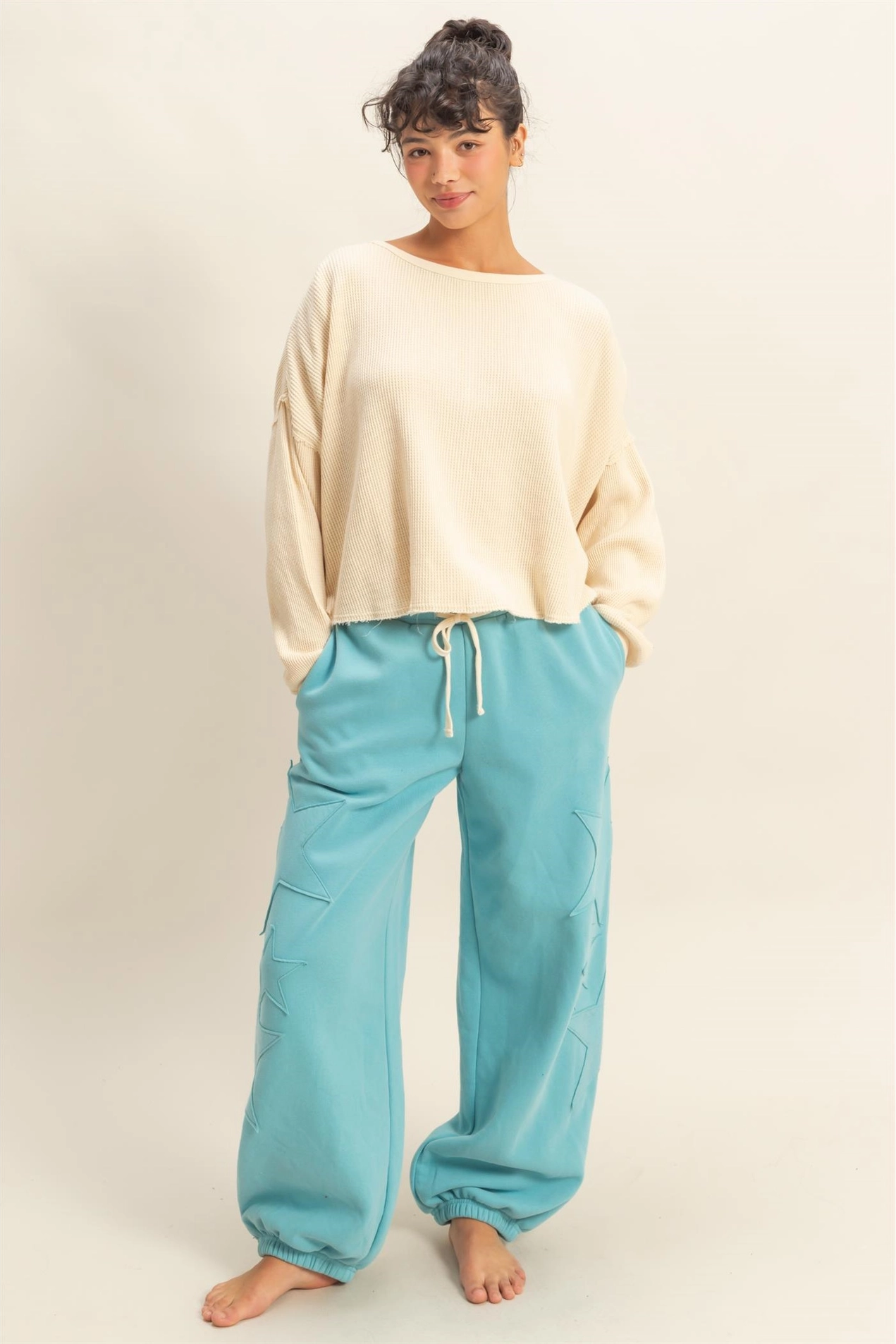 Mineral Wash Waffle Oversized Top